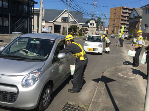 踏切前で一時停止を JR釧路支社啓発活動(2019-09-28)
