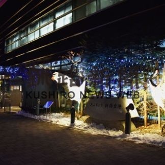 釧路空港モニュメントにイルミネーション(2020-01-05)