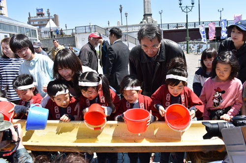 サケの稚魚の放流 釧路シャケの会(2019-05-06)