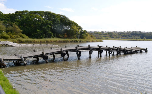 春採湖の桟橋、来月撤去(2021-09-24)