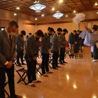 アジアリーグ必勝祈願　クレインズ選手ら、鳥取神社で(2021-09-02)