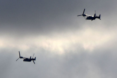 矢臼別にオスプレイ初飛来(2021-12-07)