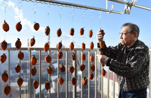 三和さん、丹精込め干し柿作り(2021-12-20)