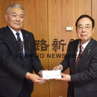 議員会が中標津町議会に牛乳贈呈券寄贈(2022-01-11)