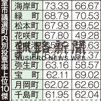 昨年の根室市議選　投票率、２０～２４歳最低_1(2022-05-25)