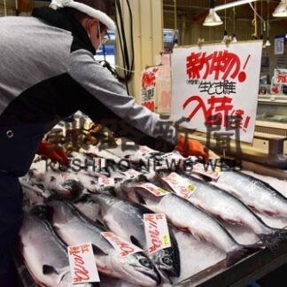 サケ・マス初水揚げ 　浜値５７２４円、昨年２８％下回る(2022-05-07)