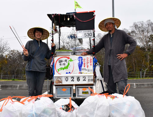 ごみ拾いで日本一周 兵庫出発8カ月目、藪根、福本さん根室入り(2022-10-22)