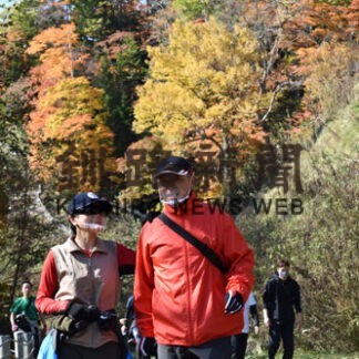 色鮮やかな景色眺め　庶路ダム紅葉ウオーク楽しむ(2022-10-17)