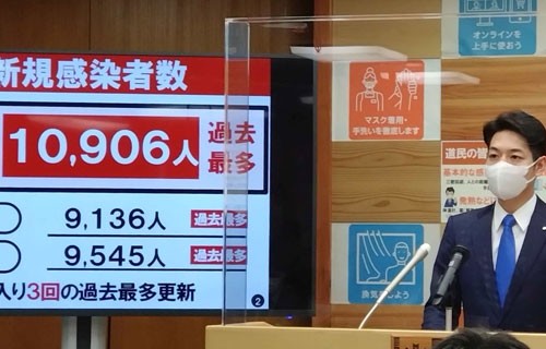 知事、最大限の警戒呼び掛け 道内感染1万人超えで(2022-11-16)