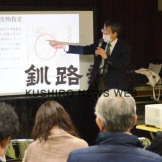 タンチョウ天然記念物指定70周年で松本氏（鶴公園元職員）講演(2022-11-27)