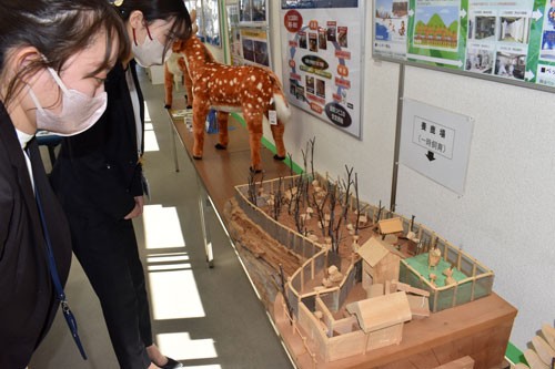 北洋銀でシカのジオラマ、パネル展示(2022-12-08)