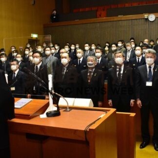 石垣根室市長が新年度で訓示(2023-04-04)