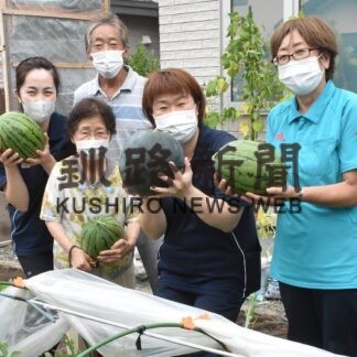 スイカ「甘くておいしい」、提供苗から初収穫　美原デイサービスセンター【釧路市】(2023-08-30)