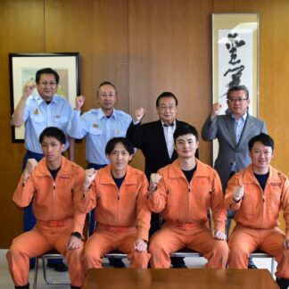 全国大会 活躍誓う　厚岸消防署４人が町役場表敬【厚岸】(2023-08-05)