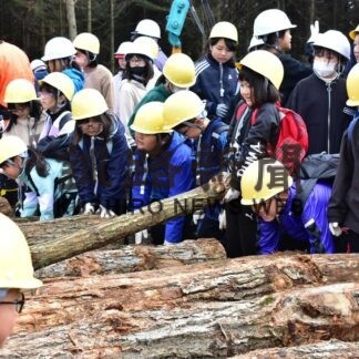 児童ら森林施業現場見学　森を知る【根室】(2023-11-07)