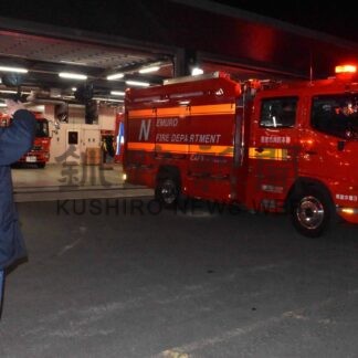 特別警戒期間初日、火災注意呼び掛け　市消防本部出動式【根室】(2023-12-20)