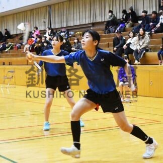 中野（ノーススタージュニア釧路）単複Ｖ　釧根地区中学バドミントン【釧路町】(2024-02-05)