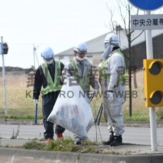 本社周辺ごみ拾い、道路標識など清掃　道瀝工業が地域貢献【釧路市】(2025-04-30)