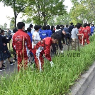 鳥取西中生徒と地域住民で学校周辺を清掃【釧路市】(2025-06-24)