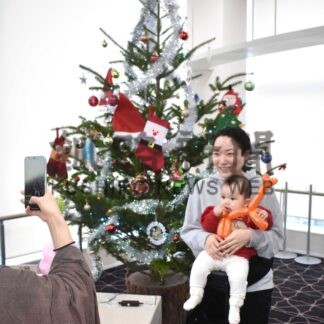 クリスマスツリー点灯　家族連れら満喫　釧路市中央図書館【釧路市】(2025-12-05)